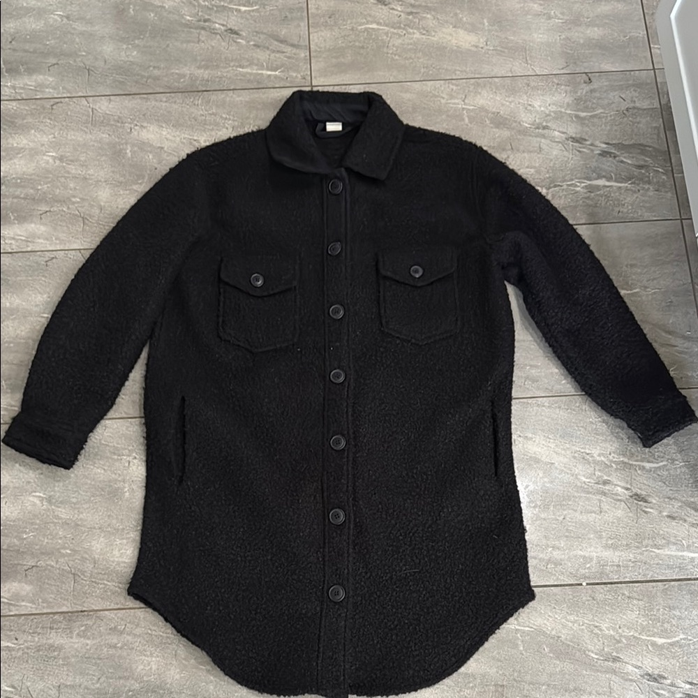 Black Button-Up boucle Jacket